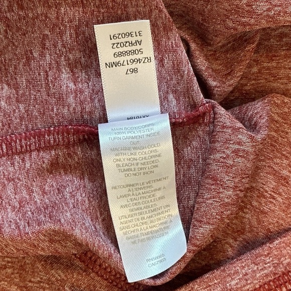 Zella Performance Workout Short Sleeve Athletic Tee in Heathered Red Men’s XL - Picture 5 of 5